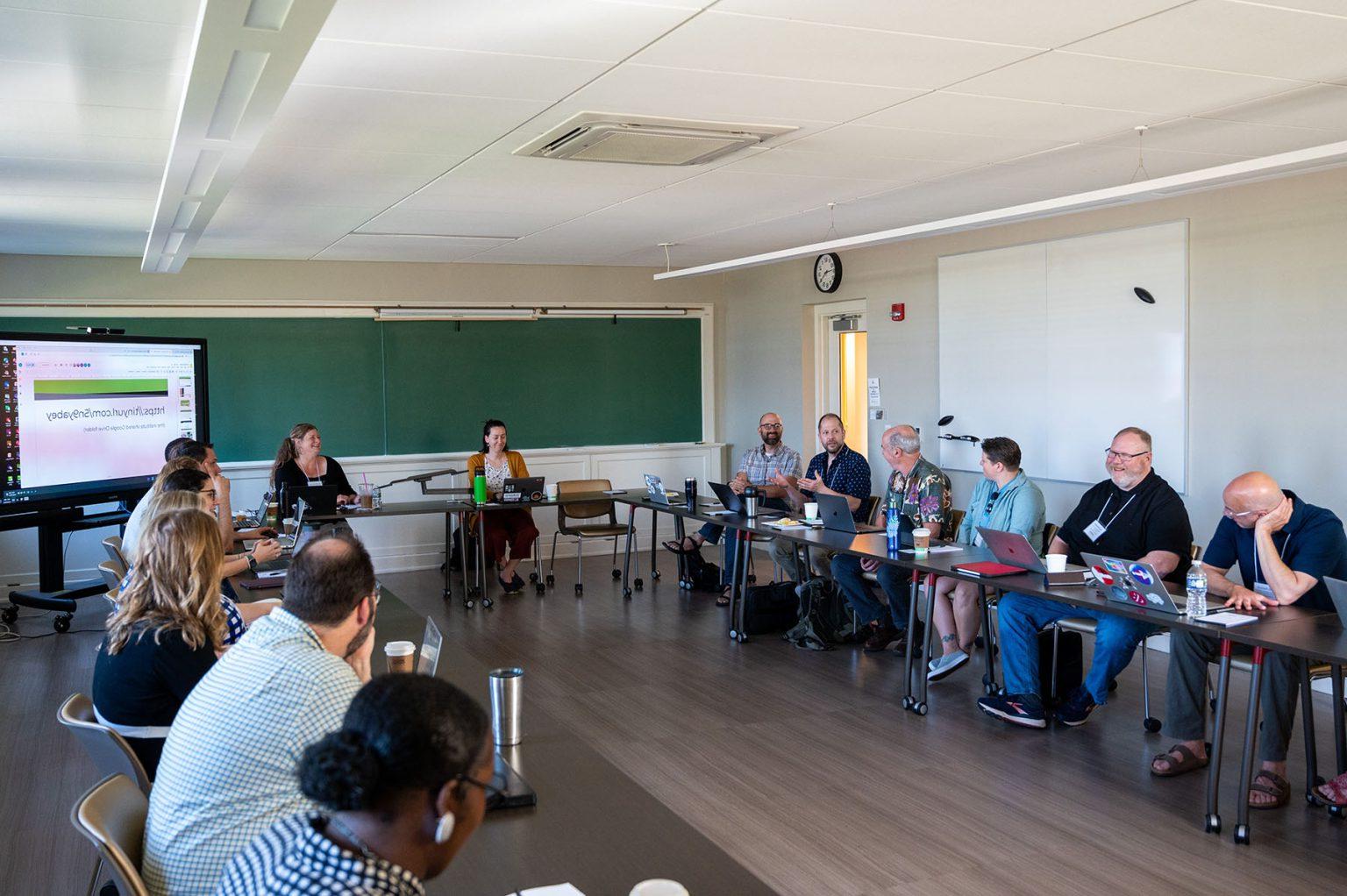 Participants gather in a classroom for Transylvania University's Digital Liberal Arts seminar. 